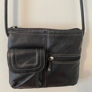 Tignanello Leather Cross Body Bag -- Black - EUC